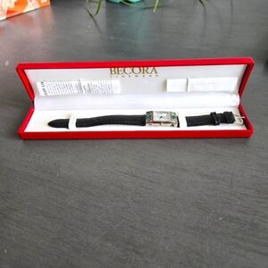 BECORA | Black Leather Strap Watch